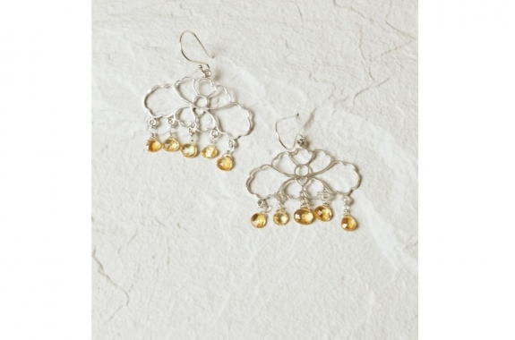 Chrysanthemum and citrine earings